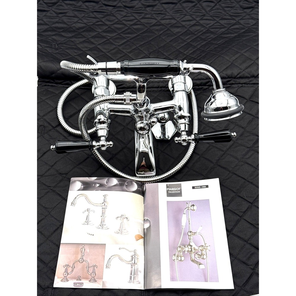 Margot Paris 1912 Thétis Luxury Bath Faucet Set Polished Chrome Porcelain Hand
